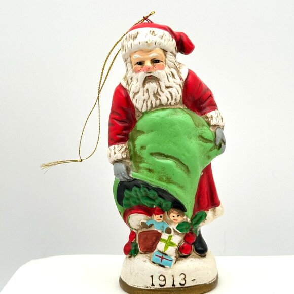 Vintage 1990 Santa Claus Bag of Toys Figurine 1913 Style Ornament Gift - Picture 1 of 12